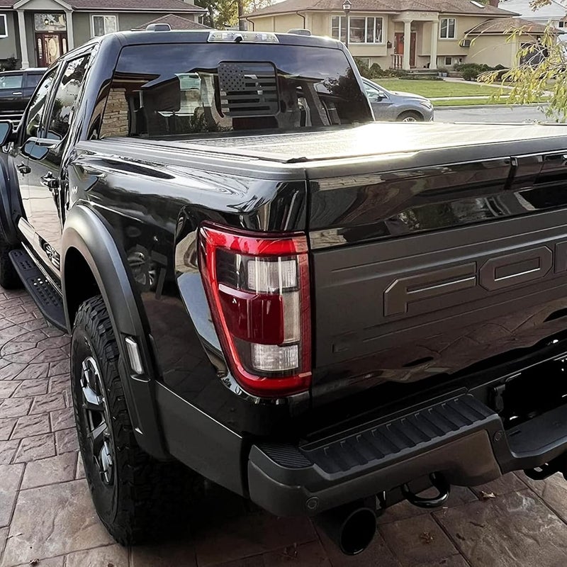 xinghe for 2015-2025 2026 F150 F250 F350 Rear Middle Window American Flag Decal for Truck, Matte Black USA Flag Decal for Truck Back Sliding Window, for Ford Raptor Accessories - Image 4